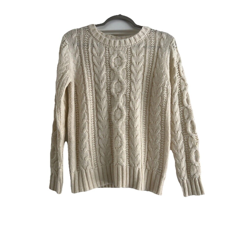 Mak B. by Mak Women Beige Knit Pullover Sweater Size M Fisherman